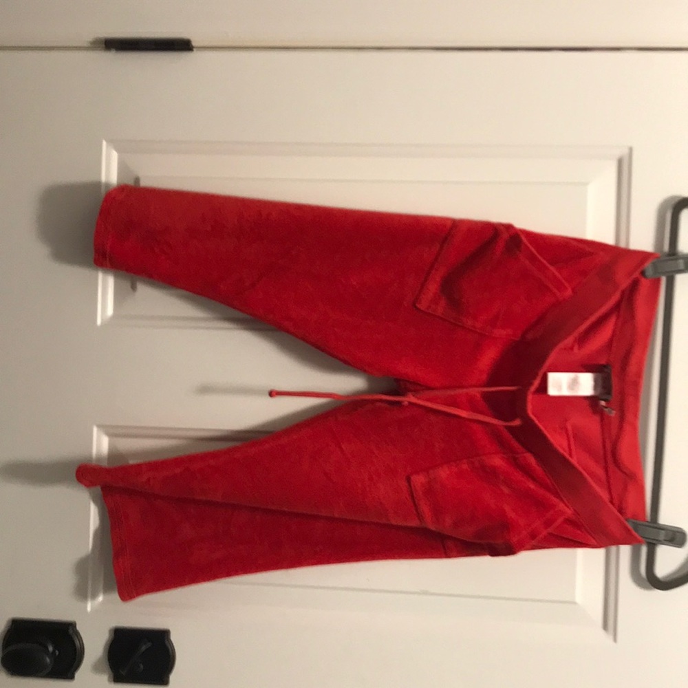 Terry clutch track pants with button pockets